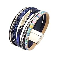 KunBead Jewelry Leather Wrap Bracelets for Women Handmade Braided Boho Multilayer Magnetic Buckle Bracelet Wristband Cuff Bangle Birthday Gifts