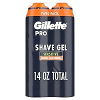 PRO Shaving Gel For Men Cools To Soothe Skin And Hydrates Facial Hair, TWIN PACK - Total 14oz, ProGlide Sensitive 2 in 1 Shave Gel