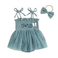 Newborn Baby Girl Clothes First Birthday Outfit Girl Romper Dress with Headband Infant Summer Outfits Gifts