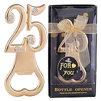 36 Pack Creative Bottle Openers for 25th Birthday Party Favors or 25 th Wedding Anniversary Party Gifts Black and Gold Themed Birthday Party Favors Souvenirs Decorations for Guests (36, Black-25th)