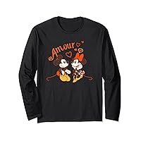 Disney Mickey & Minnie Mouse Love Amour Valentine Long Sleeve T-Shirt