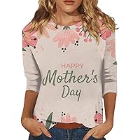 Mama Graphic Tee,Mothers Day Shirts for Women 3/4 Sleeve Round Neck Mama Tops Funny Printing Fashion Mom Tee Top Boat Neck 3/4 Sleeve Tops for Women