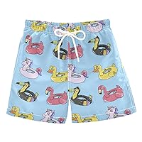 Cute Animals Boys Swim Trunks with Mesh Lining Toddler Swim Beach Shorts Quick Dry for Kids Adjustable Waist 2T-16
