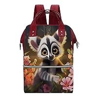 Cute Lemur Monkey Diaper Bag Backpack Travel Waterproof Mommy Bag Nappy Daypack