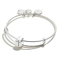 Alex and Ani Path of Symbols Expandable Bangle for Women, Pave Cross Charm Bead, Shiny Silver Finish, 2 to 3.5 in