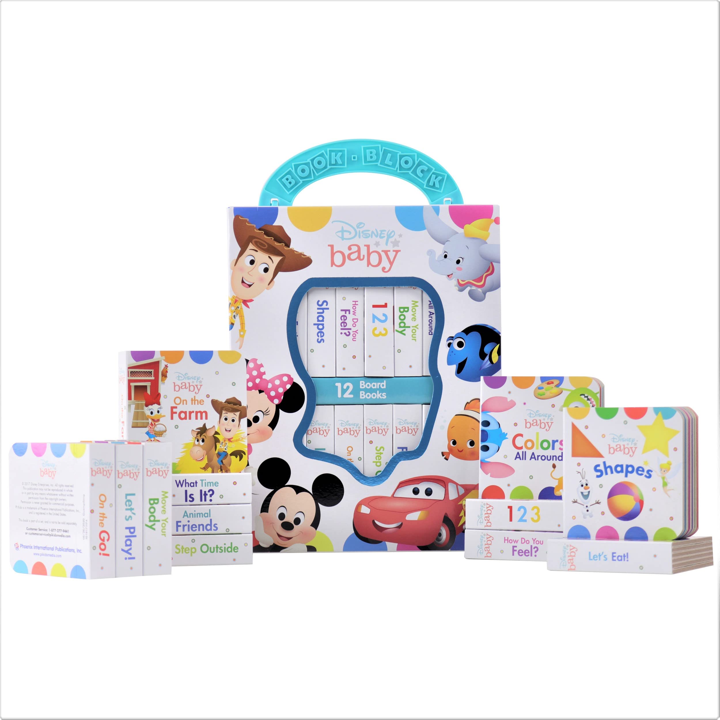 Disney Baby Mickey Mouse, Minnie, Toy Story and More! - My First Library 12 Board Book Set - First Words, Shapes, Numbers, and More! Baby Books - PI Kids