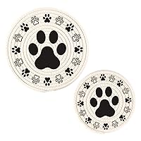 Footprint Paw Dog Trivets for Hot Dishes Pot Holders Set of 2 Pieces Hot Pads for Kitchen Cotton Round Trivets for Hot Pots and Pans Placemats Set for Farmhouse Kitchen Decor