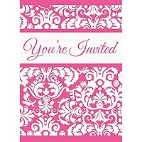 Pink Damask Invitations, 8ct