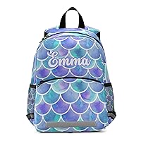 Mermaid Custom Kid's Backpack Personalized Backpack with Name/Text Preschool Backpack Toddler Backpack for Girls Boys School Backpack for Girls with Reflective Strips