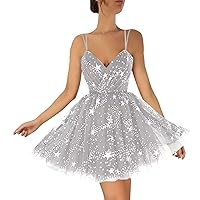 Women's Glittery Sparkle Starry Tulle Prom Dresses Strapless Slit Formal Homecoming Party Cocktail Gowns