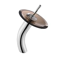 Kraus KGW-1700CH-BRCL Single Lever Vessel Glass Waterfall Bathroom Faucet Chrome with Brown Clear Glass Disk