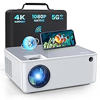 FANGOR 5G WiFi Bluetooth Projector - Native 1080P HD Outdoor Movie Projector , Portable Home Theater Video Projector with Zoom & HiFi Speaker, Compatible with TV Stick/Phone/PC/USB (No Tripod)