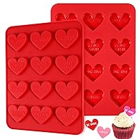 Conversation Heart Silicone Mold, 2 Pieces Conversation Heart Mold, Valentine's Day Candy Heart Mold for Cake Cupcake Decorating, Non-Stick Silicone Heart Chocolate Molds