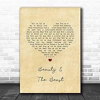Beauty & The Beast Vintage Heart Song Lyric Print