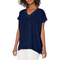 HUE Women's Relaxed Fit Terry V-Neck Sleep Tee