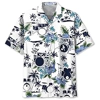 Hawaiian Drum Shirt Men Short Sleeve Drummer Button Down Shirt - Vintage Drum Shirts for Men
