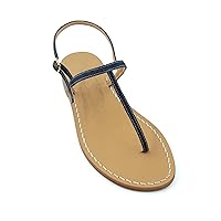 Canfora Amedeo Women's Gail Denim Thong Flat Capri Sandals - Casual, Slide - Breathable, Slip-Resistant, Calf Leather Strap Sandal