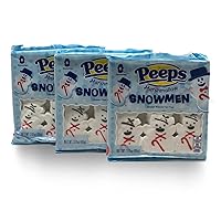 Peeps Marshmallow Snowmen - 3pk Bundle - 6ct Trays (3oz) - Christmas and Winter Themed Marshmallows - Holiday Desserts - Gluten Free and Fat Free Snacks