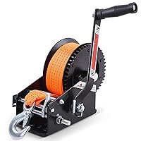 3500LBs Boat Trailer Winch, Heavy Duty Hand Winch with 33FT Strap, Steel Ratio 4:1/8:1 Gear, 2-Way Ratchet Portable Hand Crank Boat Trailer Towing Winch for Truck, Jet Ski, RV ATV