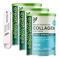 Great Lakes Wellness Marine Collagen Peptides Powder - Unflavored, Supports Skin, Hair, Nails & Joints, Wild-Caught, Non-GMO, Paleo & Keto Friendly Measuring Spoon ~ [8oz Canister]