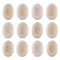 Set of 12 Unpainted Blank Unfinished Wooden Eggs 2.5 Inches