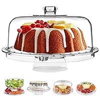 Acrylic Cake Stand with Dome Cover Multifunctional Serving Cookie Platter Punch Bowl and Cake Plate for Dessert Table Display for Parties (6 Uses)