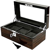 Multifunctional 3-slot Storage Case, Wooden Jewelry Crafts Watch Box, Multiple Watch Display Boxes With Lids And Keys 0130B