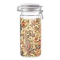 Stylesetter Thomas Canister Glass Jar-50 oz w/Airtight Ceramic Lid for Cookies, Candy, Coffee, Flour, Sugar, Rice, Pasta, Cereal & More, Large
