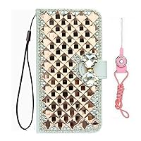 Huawei Y6s Case, Bling Wallet Case with Strap, Flip Leather Card Holder Folding Stand Wallet Case Full Body Protective Glitter Purse Case with Money Pocket for Huawei Y6s (#12)