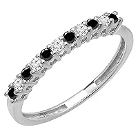 Dazzlingrock Collection Alternate Round Gemstone or Diamond Stackable Wedding Band for Women in Gold
