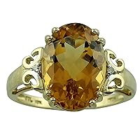 Carillon Honey Citrine Oval Shape 14X10MM Natural Non-Treated Gemstone 10K Yellow Gold Ring Gift Jewelry for Women & Men