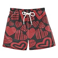 Valentine's Day Red Heart Boys Swim Trunks Swim Beach Shorts Board Shorts Bathing Suit Beach Essentials