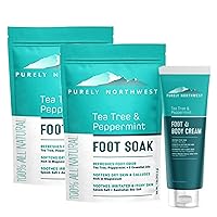Tea Tree,Peppermint,MSM & Epsom Salt Foot Soak for Athletes Foot Burning & Itching-Stubborn Foot Odor-Softens Callouses-Soothing for Foot Discomfort-All Natural Made in The USA-Purely Northwest-2 LB A