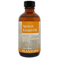 Plantlife Apricot Kernel Carrier Oil - Cold Pressed, Non-GMO, and Gluten Free Carrier Oils - For Skin, Hair, and Personal Care - 4 oz
