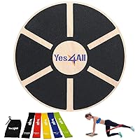 Yes4All Versatile Wooden Wobble Balance Trainer Board with 360 Degree Rotation