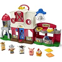 Fisher-Price Little People Farm Toy, Toddler Playset with Lights Sounds and Smart Stages Learning Content, Frustration-Free Packaging
