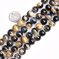 AAA Grade Natural Round Genuine Gemstone Semi Precious Stone Beads for Jewelry Making 15‘’ (Dream Lace Gold Blue Tiger eye/10MM)