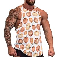 Pumpkins Men's Workout Tank Top Casual Sleeveless T-Shirt Tees Soft Gym Vest for Indoor Outdoor 4XL