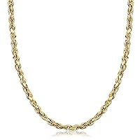 PORI JEWELERS 18K Yellow Gold 1.5MM, 1.8MM, 2MM, 2.5MM, 3MM, 4MM, or 5MM Diamond Cut Rope Chain Necklace Unisex Sizes 16