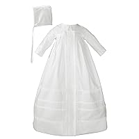 Cotton Sateen Bishop's Christening Baptism Gown and Bonnet, 12 Month