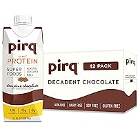 Pirq, Dairy Free Protein Shake, Turmeric Curcumin, Maca, Plant-Based Protein Drink, Gluten-Free, Vegan, Kosher, Keto, Low Carb, Low Calorie (12 Pack) (Chocolate)