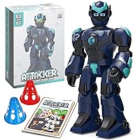 Robot Toys for Kids 6-8 Giant Robot Toys with 10 Sports Cones, Smart Remote Control Robot can Auto-Demo Dance Music Story Poem, Kids Toys for Boys Age 6 7 8 Year Old Boys Gifts(Blue)