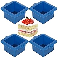 Webake Silicone Square Mold 3x3 Inch Mini Cake Pan for Individual Portion Baking Molds for Pastry, Ice Cube, Jelly, Soap, Candle, Pack of 4