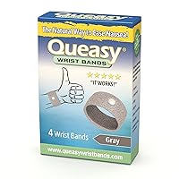 Queasy Anti-Nausea Wristbands – Nausea & Vomiting Relief from Morning Sickness, Motion Sickness, Migraine - Clinically Tested Nausea Relief Aid - Acupressure Wristband - 2 Pairs, Set of 4 Bands - Gray