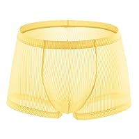 Men Boxer Briefs Transparent Shorts, Mens Soft Underpants See-through Trunks Sexy Fishnet Bottom Underwear for Man