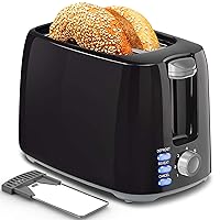 2 Slice Black Toaster with Wide Slots, Bagel Function, 7 Shade Settings, Removable Crumb Tray - Compact Prime Rated Toaster for Bread, Waffles