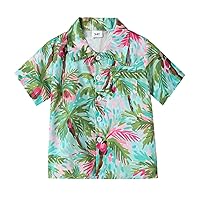 Boy 11 Toddler Boys Short Sleeve Leaf Prints Beach Style Gentleman T Shirt Tops Boy Athletic Clothe