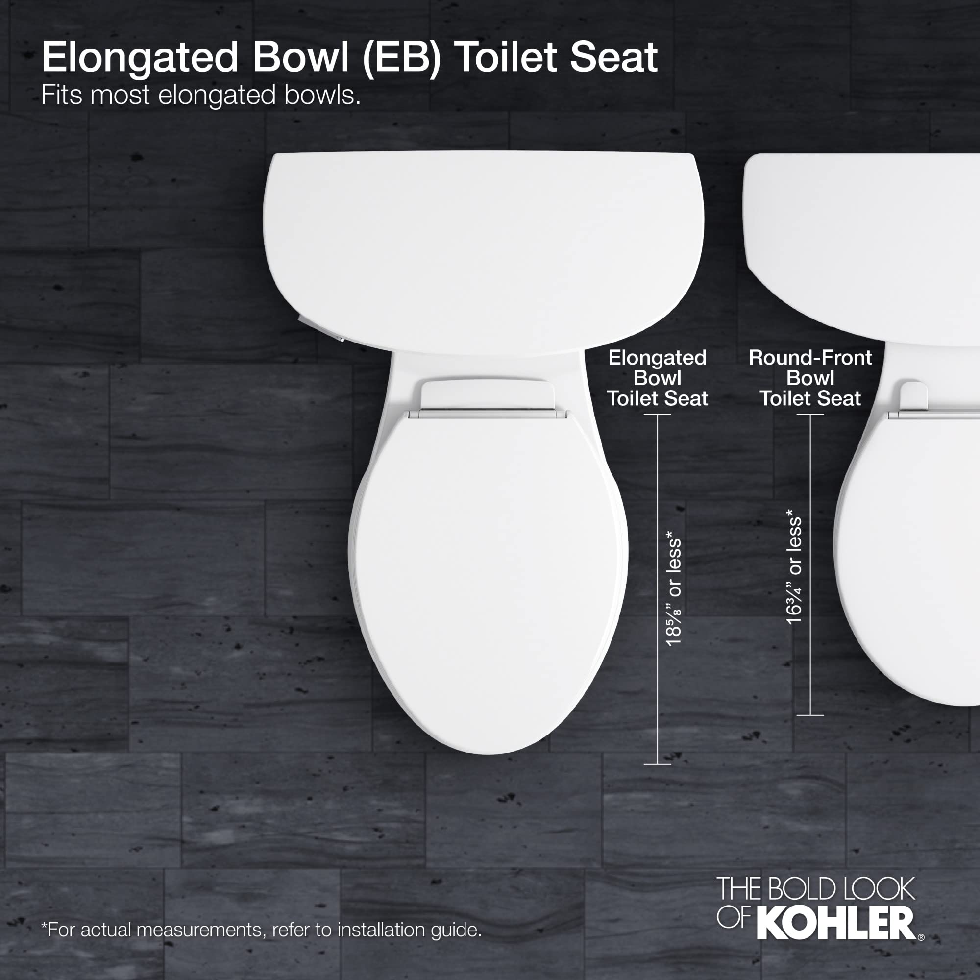 KOHLER K-4636-0 Cachet Quiet Close Toilet Seat, White, Elongated
