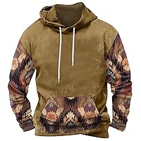 Hoodies for Men Pullover Casual Print Long Sleeve Loose Fit Sweater Pullover Hoodie Sweatshirts,2XL