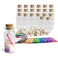 Upper Midland Products Sand Art Wishing Bottles, Bulk Sand Art She Shell Set, 20 Glass Bottles, 50 Seashells, 7 Color Sand, 20 Letter Paper, 3 funnels
